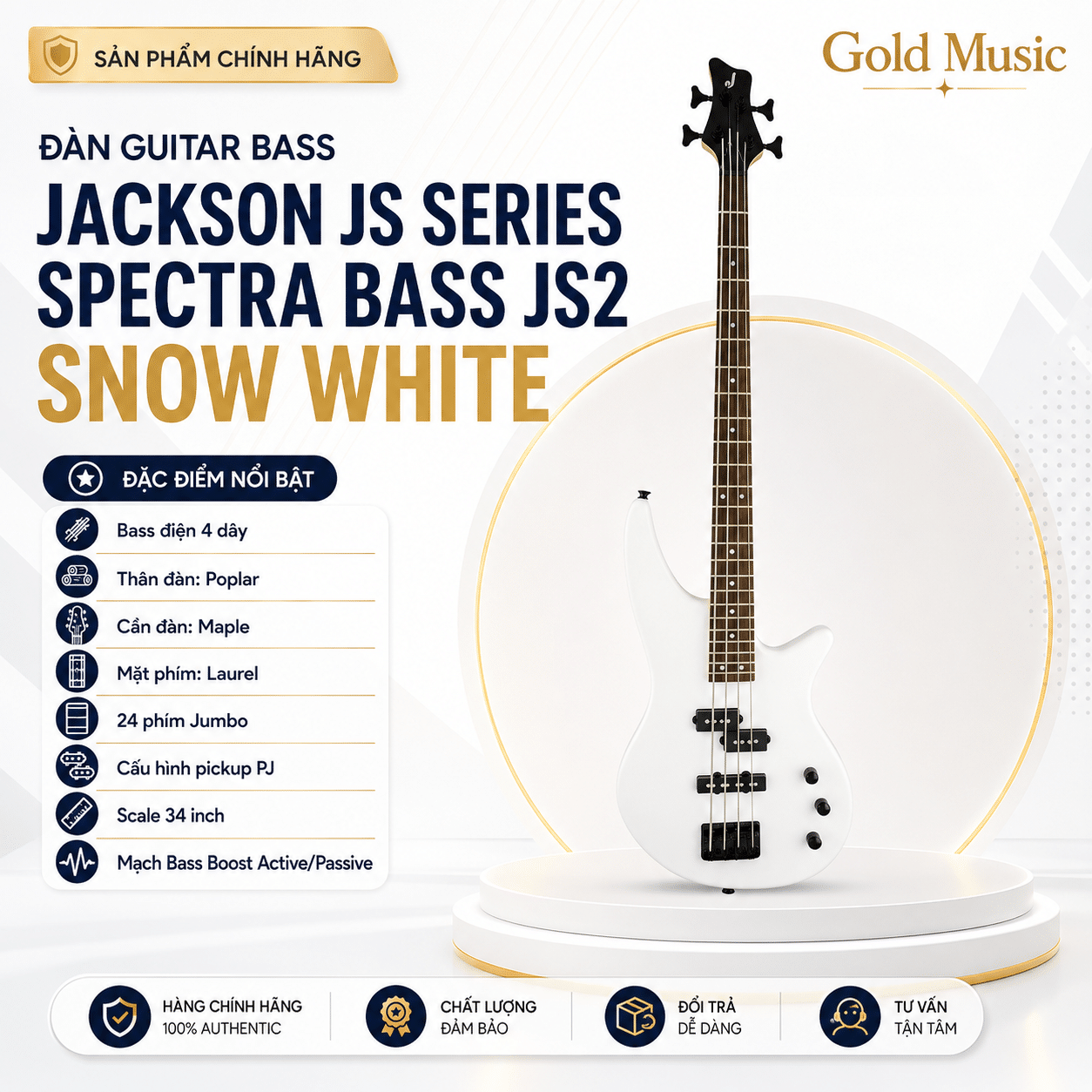 JackSon 2919004576 ĐÀN GUITAR BASS JS2 WHITE jackson 2919004576 dan guitar bass js2 white