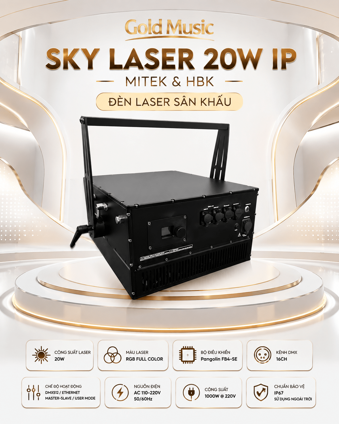 SKY Laser 20W IP – Đèn Laser Sân Khấu Mitek & HBK laser 20w ip den laser san khau
