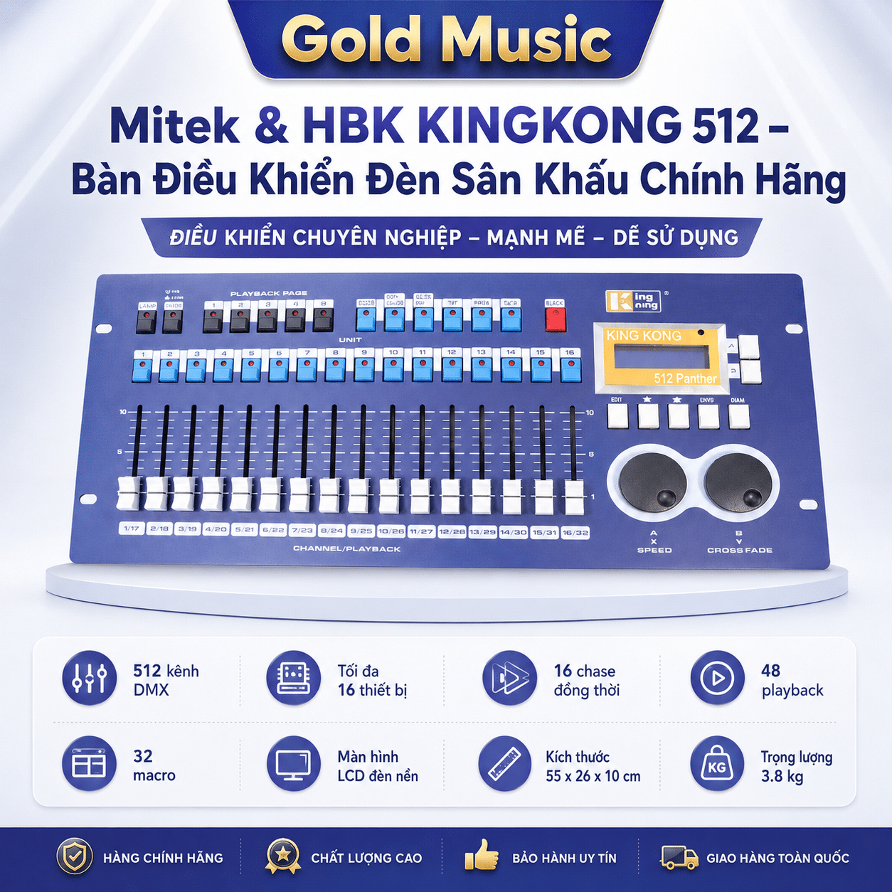 Mitek & HBK KINGKONG 512 – Bàn Điều Khiển Đèn Sân Khấu Chính Hãng mitek and hbk kingkong 512 ban dieu khien den san khau