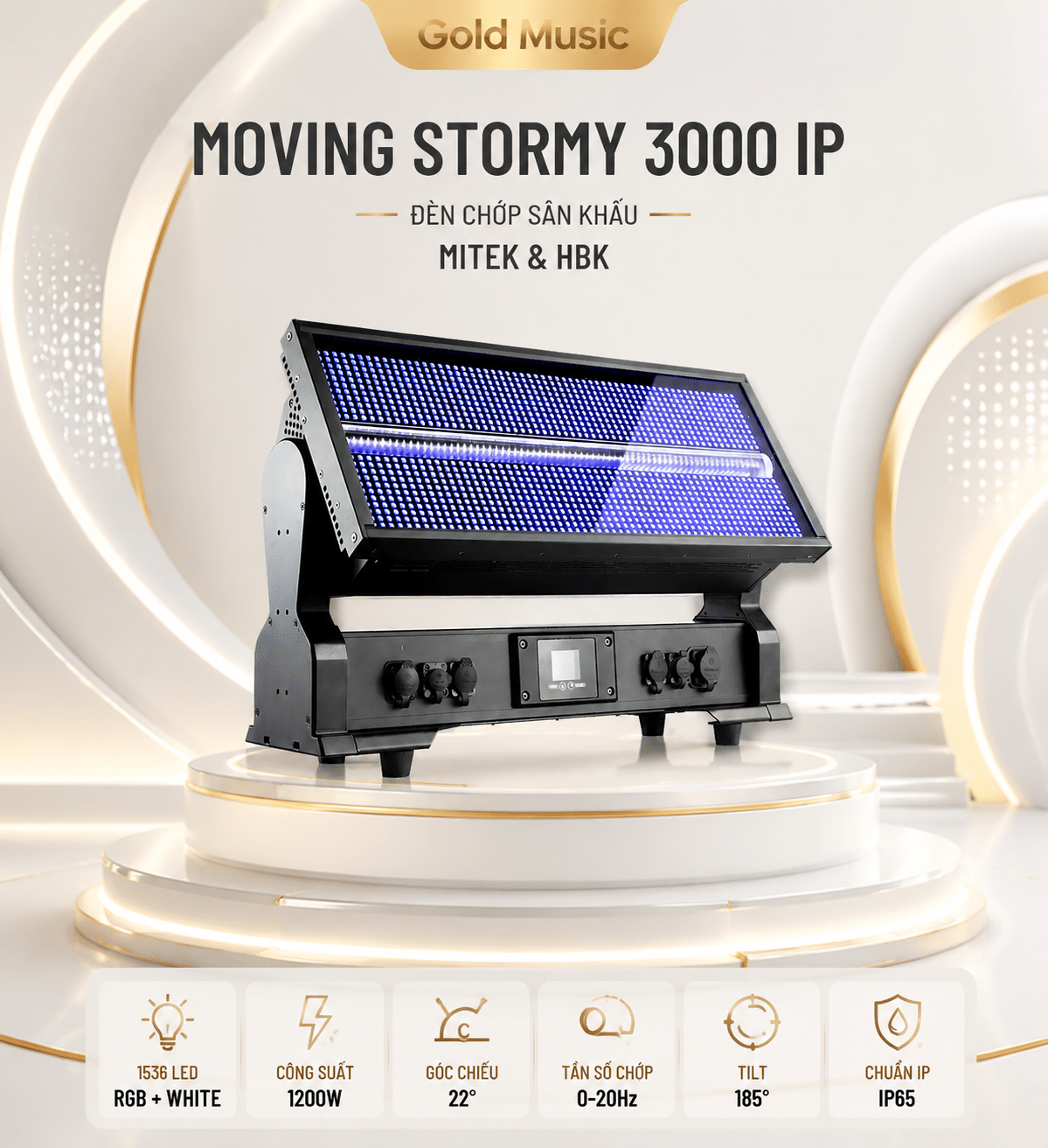 Moving Stormy 3000 IP – Đèn Chớp Sân Khấu Mitek & HBK moving stormy 3000 ip den chop san