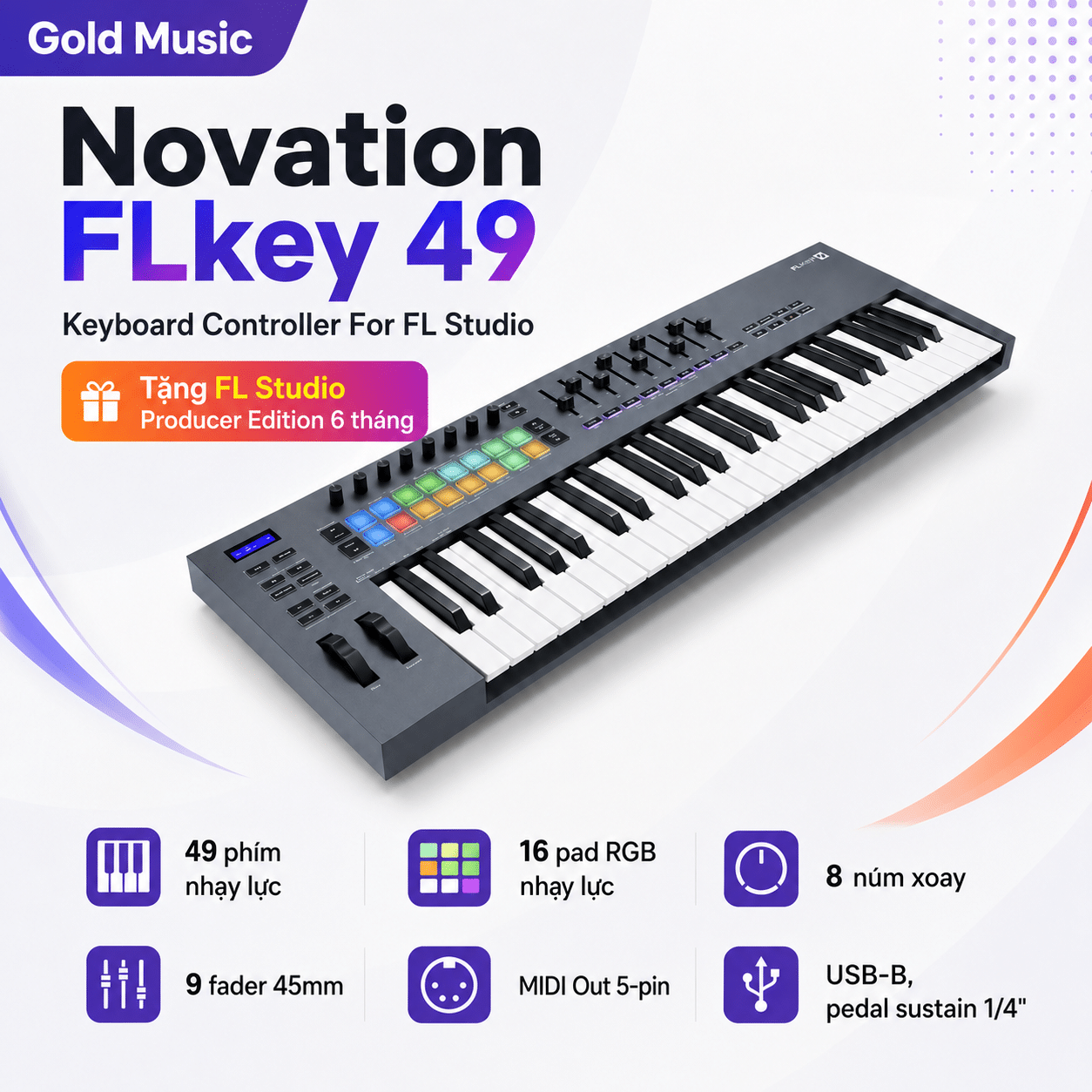 Novation FLkey 49 Keyboard Controller For FL Studio – FL STUDIO Miễn Phí 6 Tháng novation flkey 49 keyboard controller for fl studio