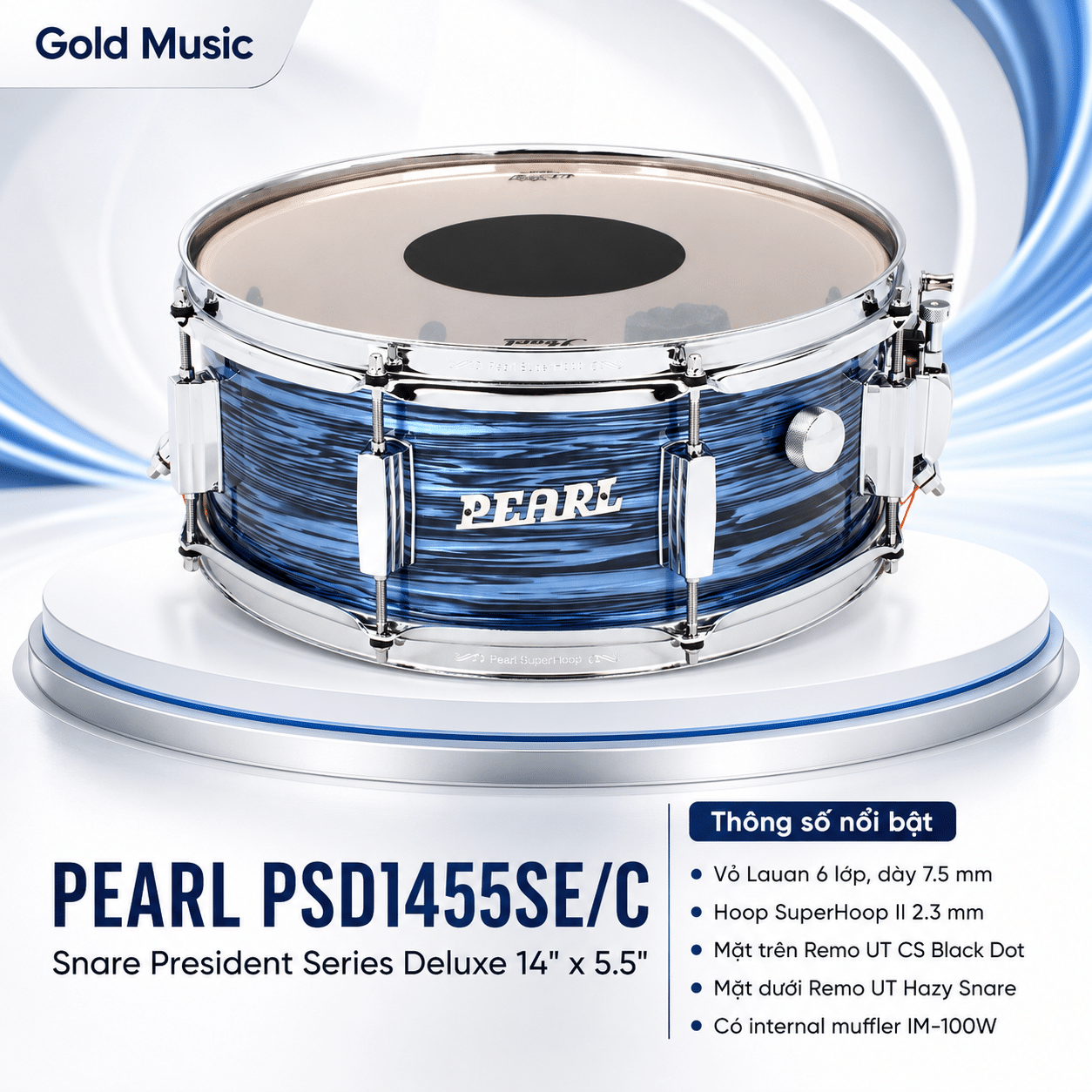 PEARL PSD1455SE TRỐNG SNARE PRESIDENT PHENOLIC 14X5.5" pearl psd1455se snare president phenolic 14x5
