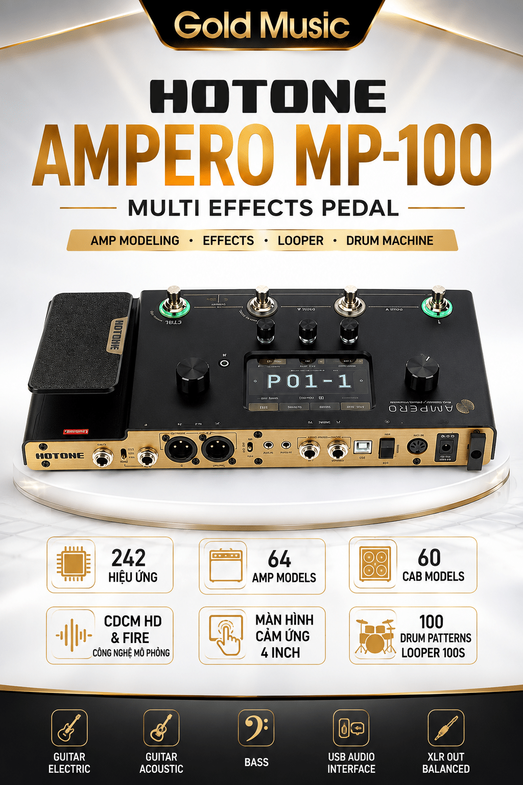 Phơ Hotone Ampero MP-100 Multi Effects Pedal pho hotone ampero mp 100 multi pedal