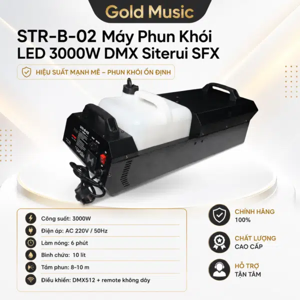 STR-B-02 Máy phun khói LED 3000W DMX, điều khiển kỹ thuật số và điều khiển từ xa Siterui SFX str b 02 may phun khoi led 3000w