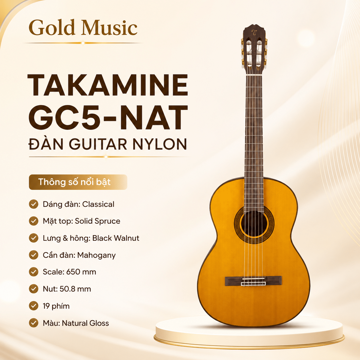 TAKAMINE GC5-NAT ĐÀN GUITAR NYLON takamine gc5 nat dan guitar nylon