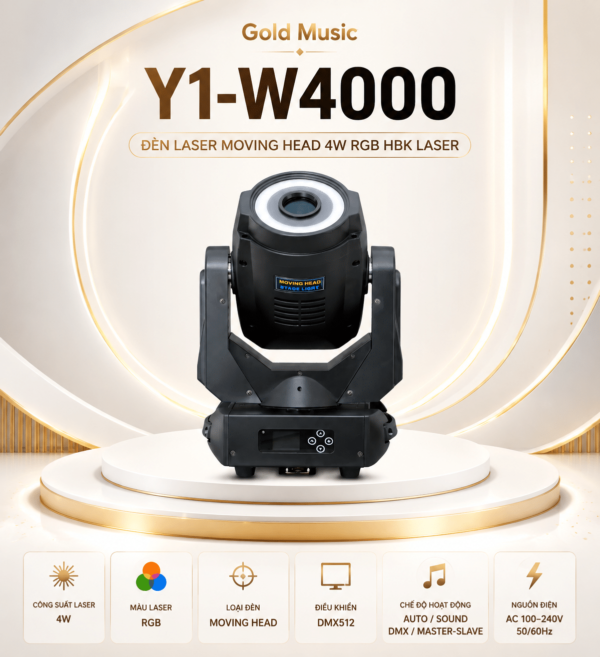 Y1-W4000 Đèn Laser Moving Head 4W RGB HBK LASER y1 w4000 den laser moving head 4w