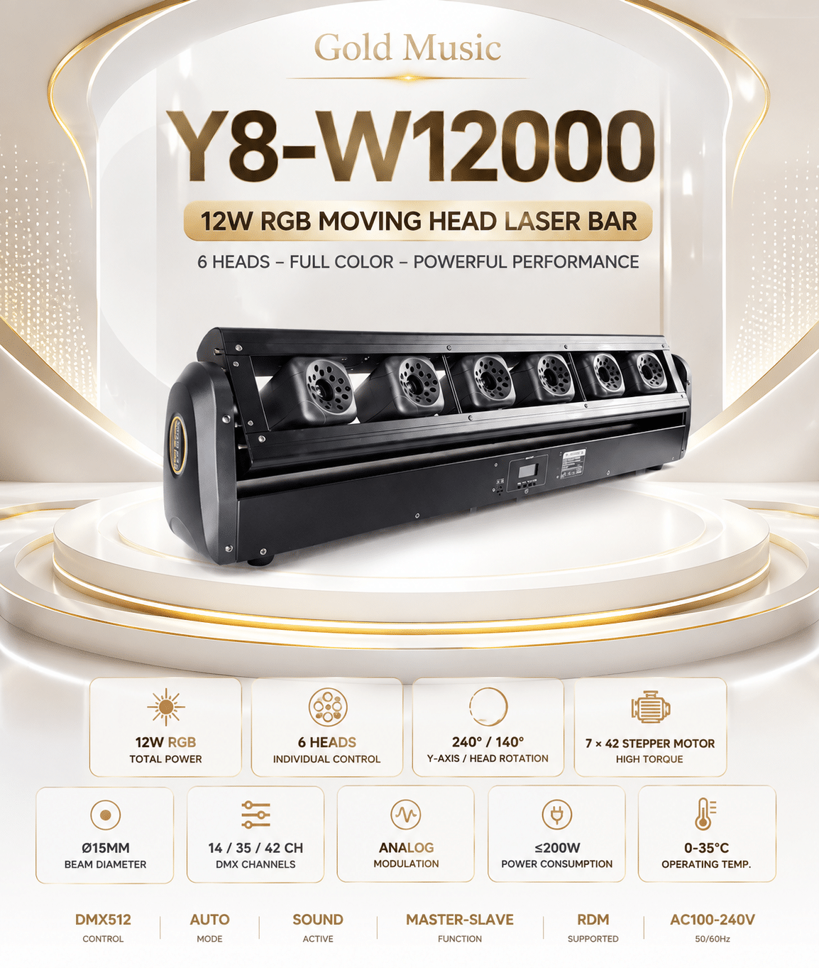 Y8-W12000 – Đèn Laser RGB 12W Beam Laser Bar HBK Laser y8 w12000 den laser rgb 12w beam