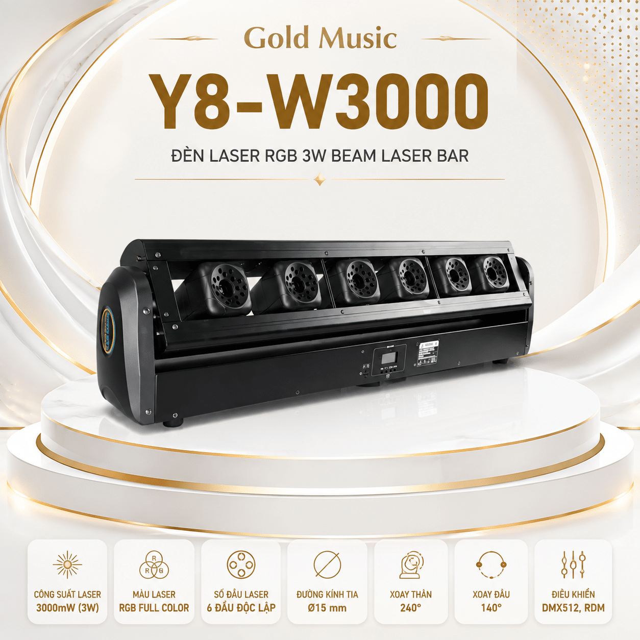 Y8-W3000 – Đèn Laser RGB 3W Beam Laser Bar HBK Laser y8 w3000 den laser rgb 3w beam