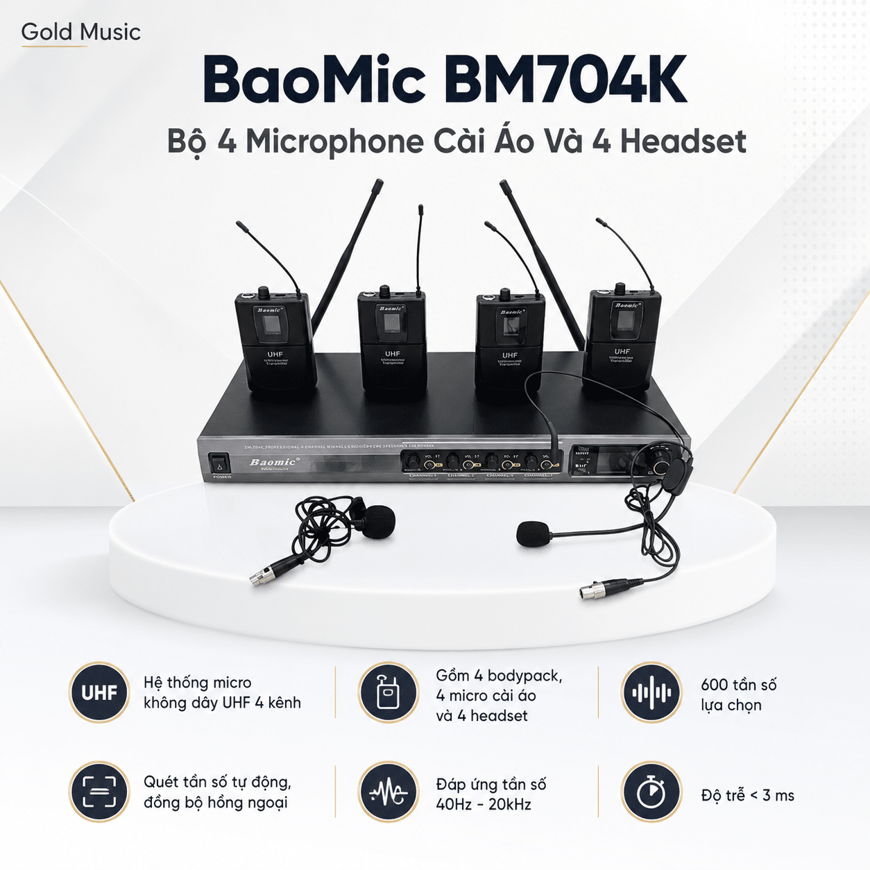BaoMic BM704K Bộ 4 microphone Cài áo và 4 headset baomic bm704k bo 4 microphone cai ao 4 headset