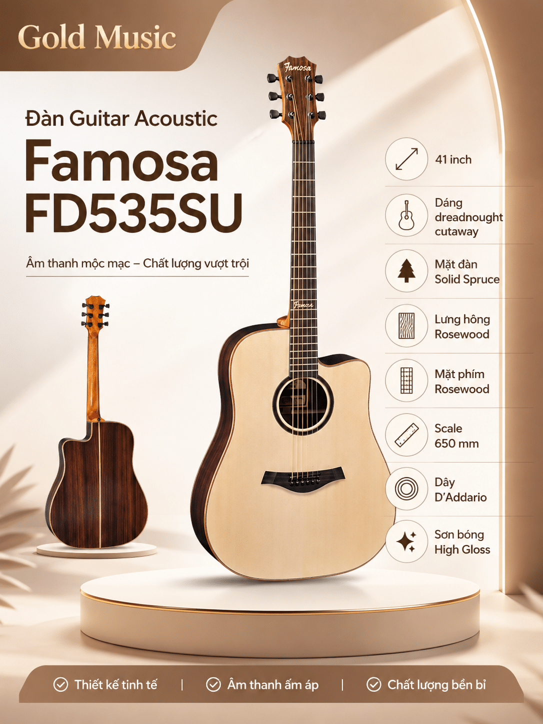 Đàn Guitar Acoustic Famosa FD535SU dan guitar acoustic famosa fd535su