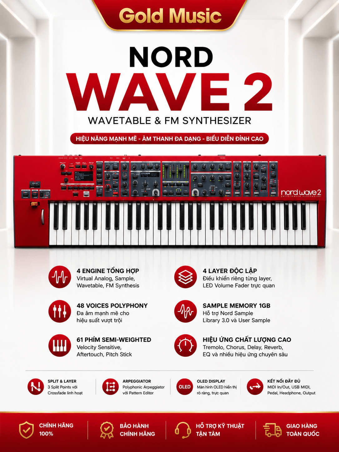 Đàn Synthesizer Nord Wave 2 Wavetable và FM dan synthesizer nord wave 2 wavetable fm