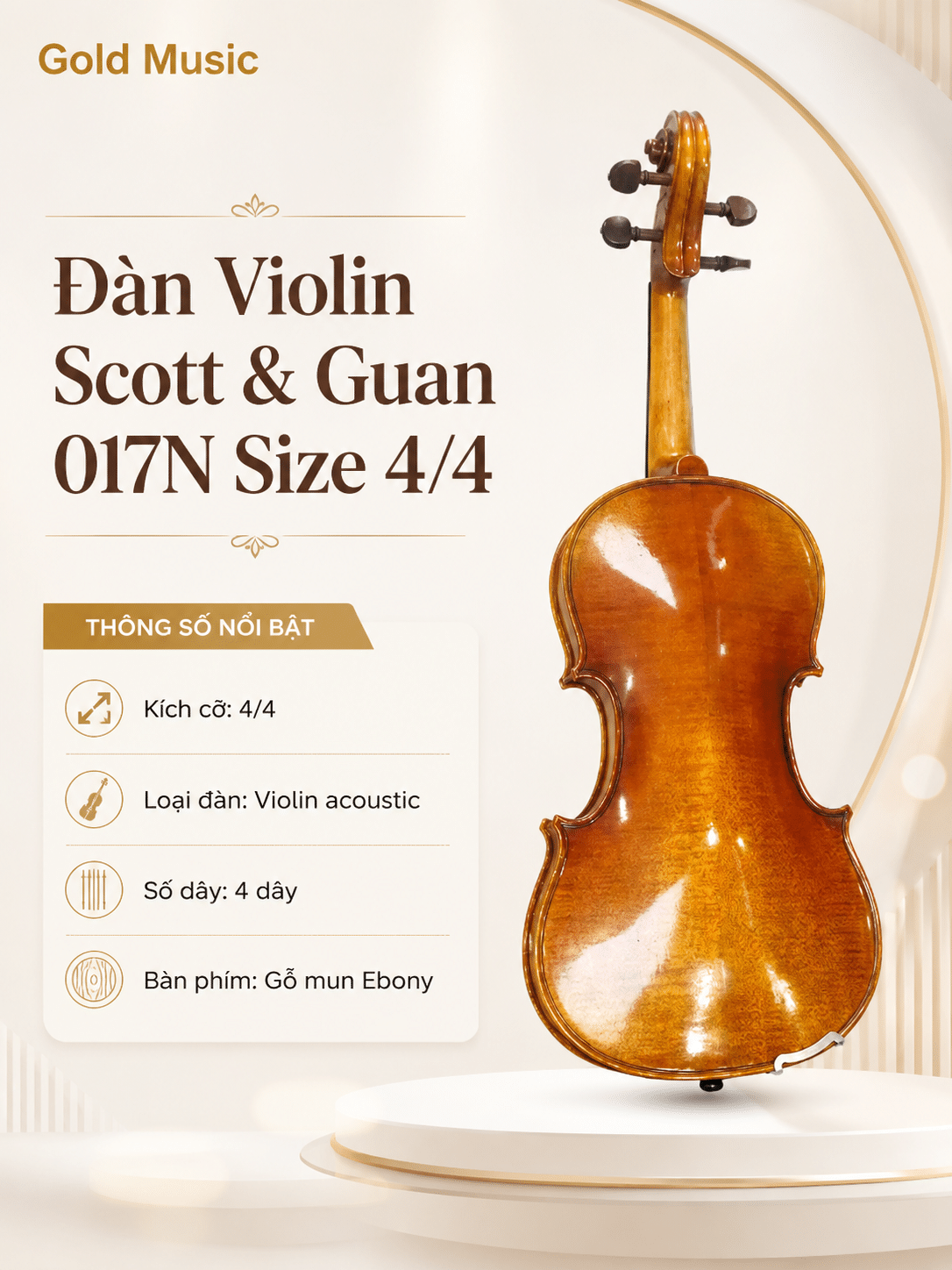 Đàn Violin Scott & Guan 017N Size 4/4 dan violin scott guan 017n size 4