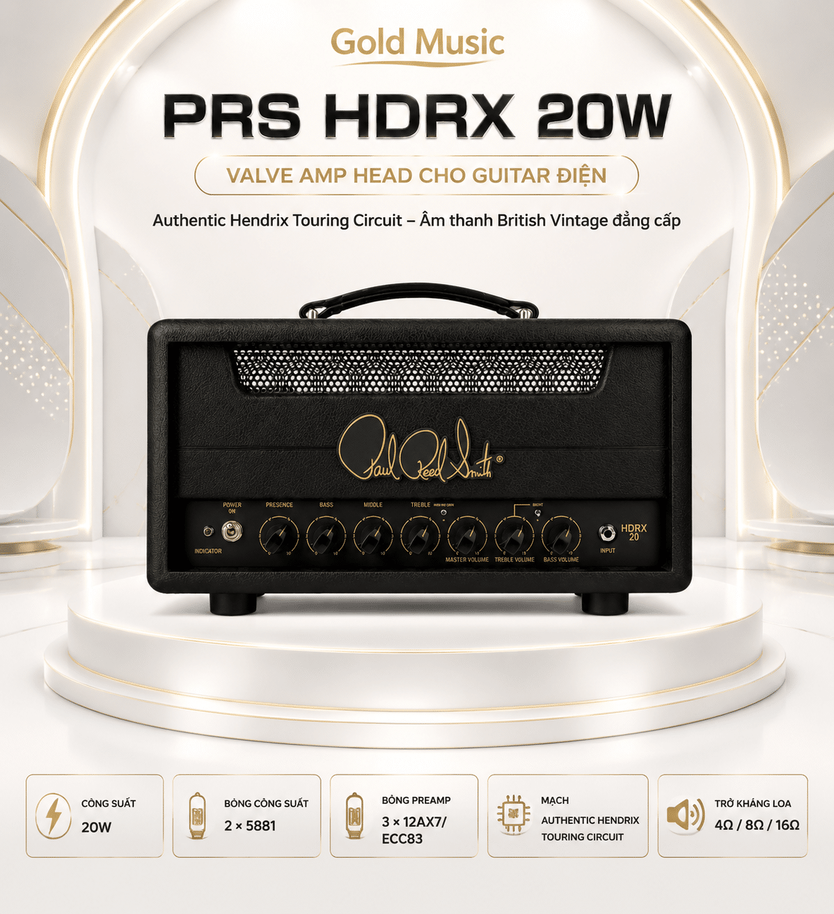 Head ampli đèn PRS HDRX 20W valve amp head cho guitar điện head ampli den prs hdrx 20w valve