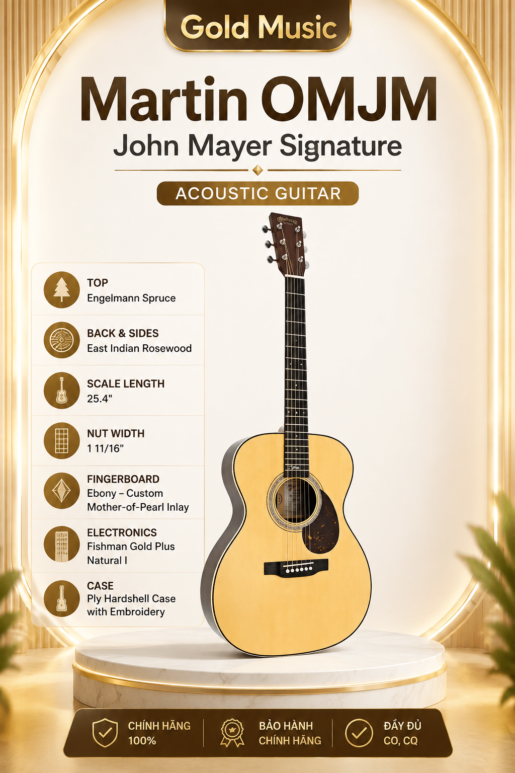 Martin OMJM John Mayer Signature guitar acoustic dáng OM kèm case martin omjm john mayer signature guitar acoustic