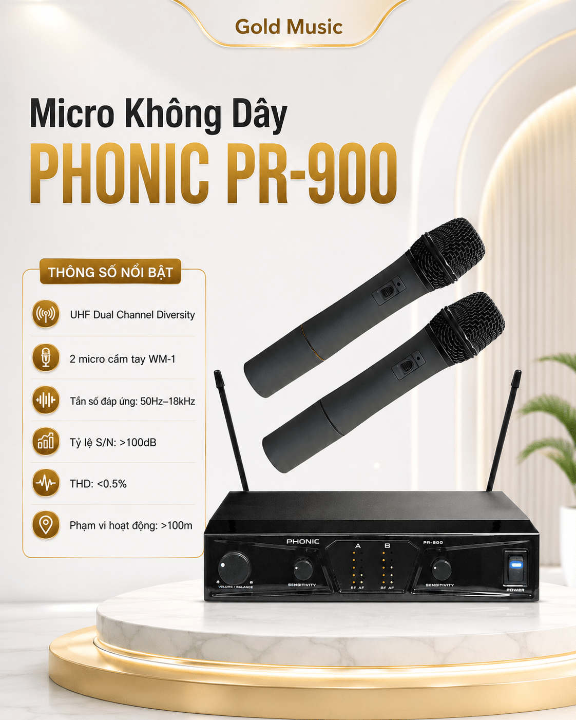 Micro Không Dây PHONIC PR-900 micro khong day phonic pr 900