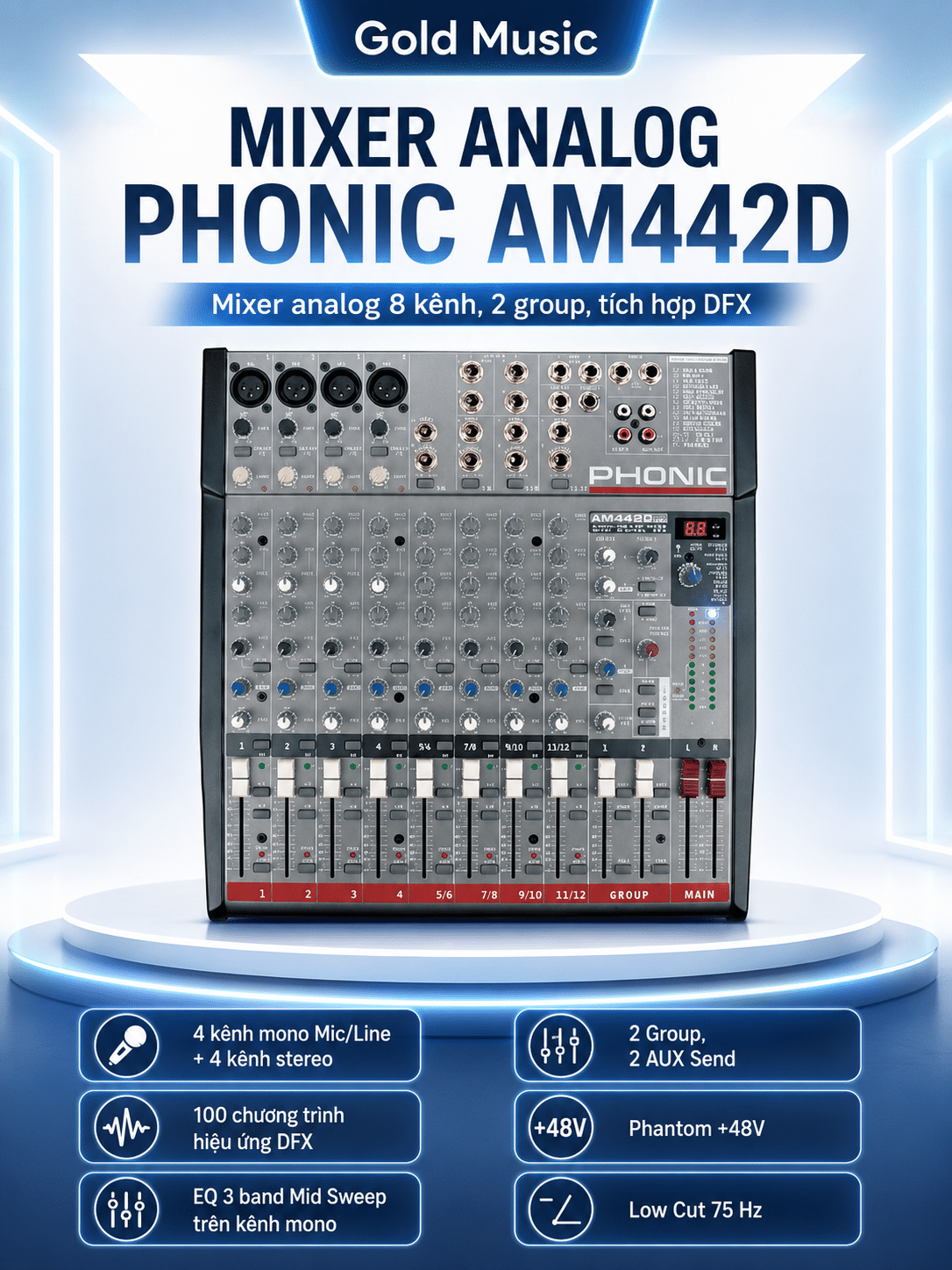 MIXER ANALOG PHONIC AM442D mixer analog phonic am442d