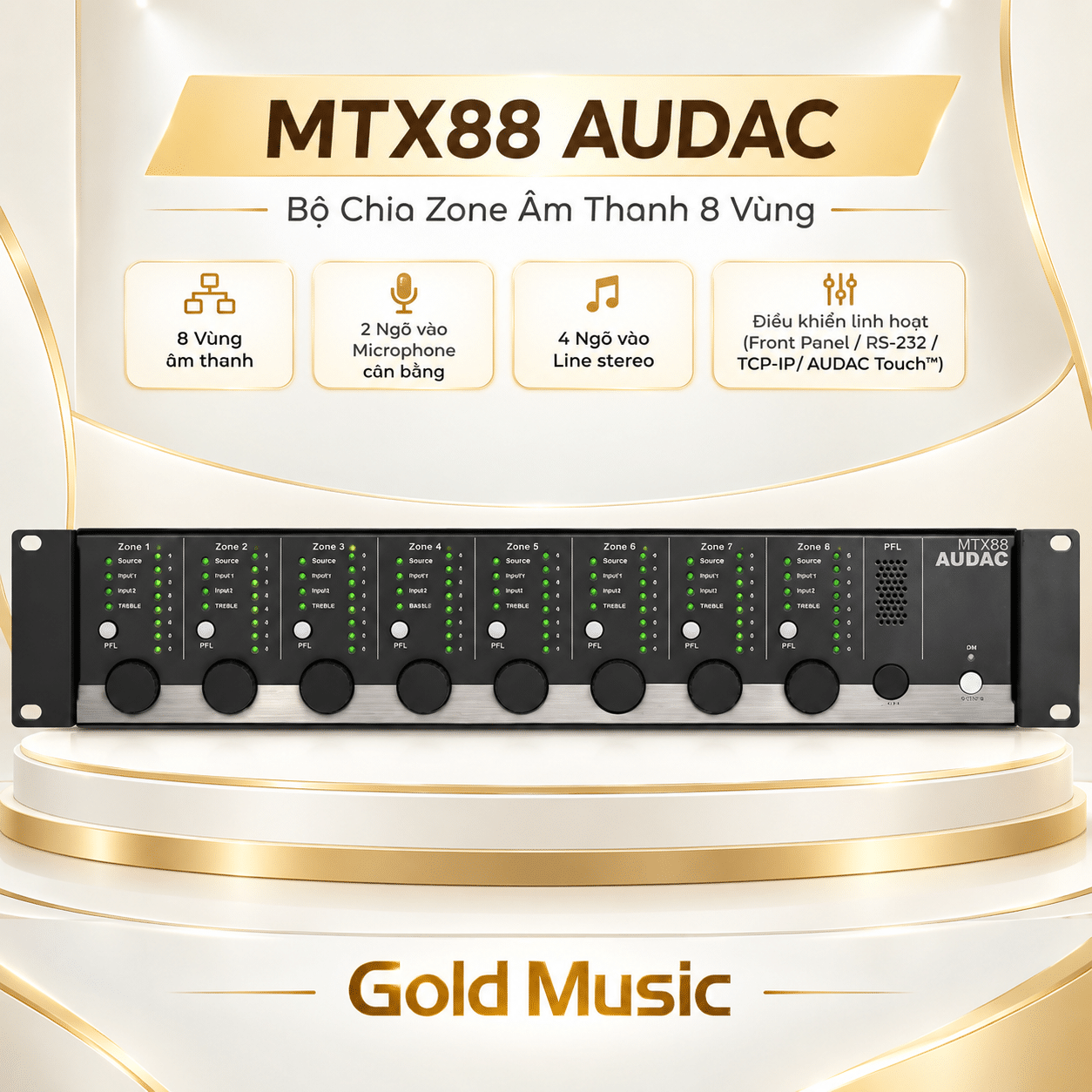 MTX88 AUDAC Bộ Chia Zone Âm Thanh 8 Vùng mtx88 audac bo chia zone 8 vung