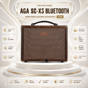 ampli dan guitar acoustic aga sc x3 bluetooth 40w 4