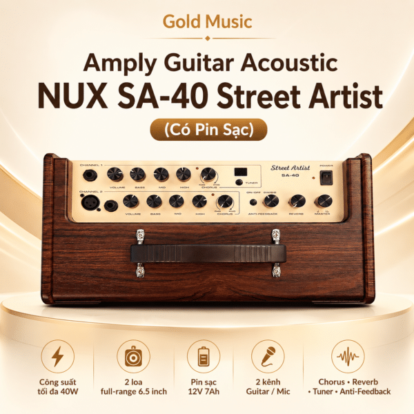 Amply Guitar Acoustic Nux SA-40 Street Artist (Có Pin sạc) amply guitar acoustic nux sa 40