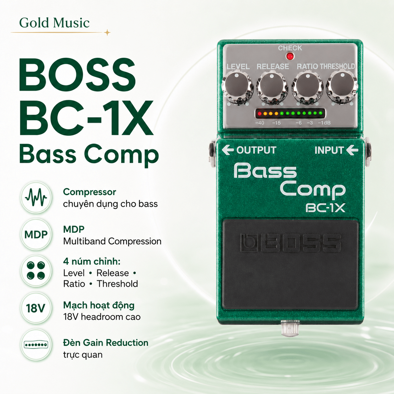 Boss BC 1X pedal compressor giúp tiếng bass chuyên nghiệp boss bc 1x pedal compressor