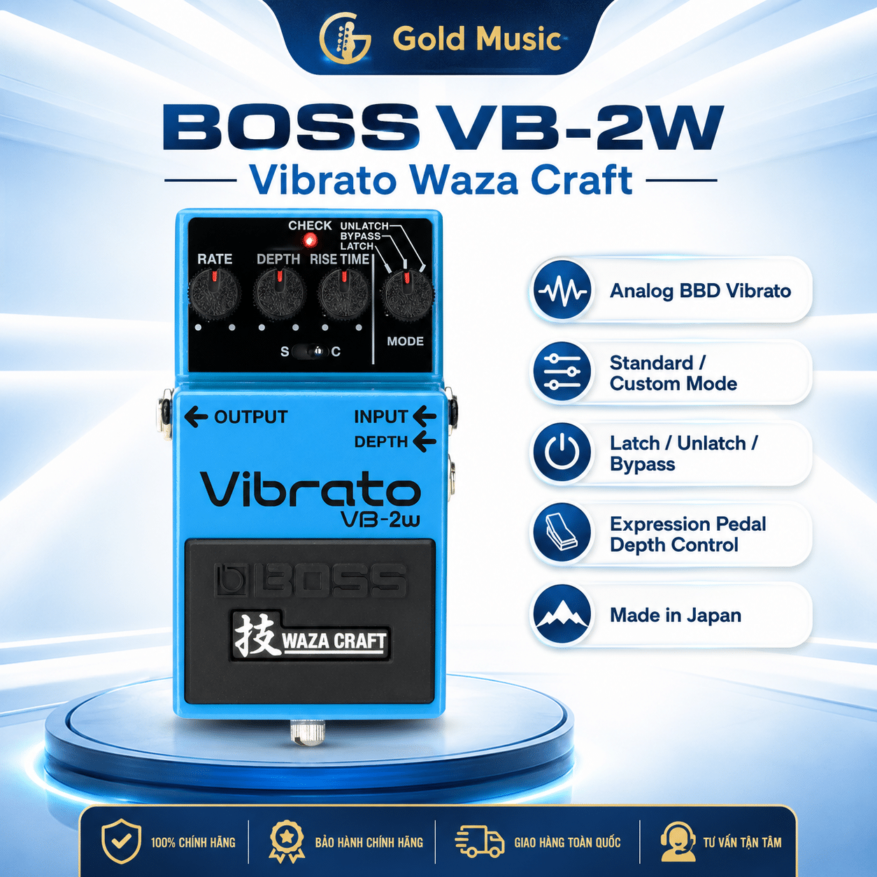 Boss VB-2W pedal vibrato phiên bản Waza Craft đặc biệt boss vb 2w pedal vibrato