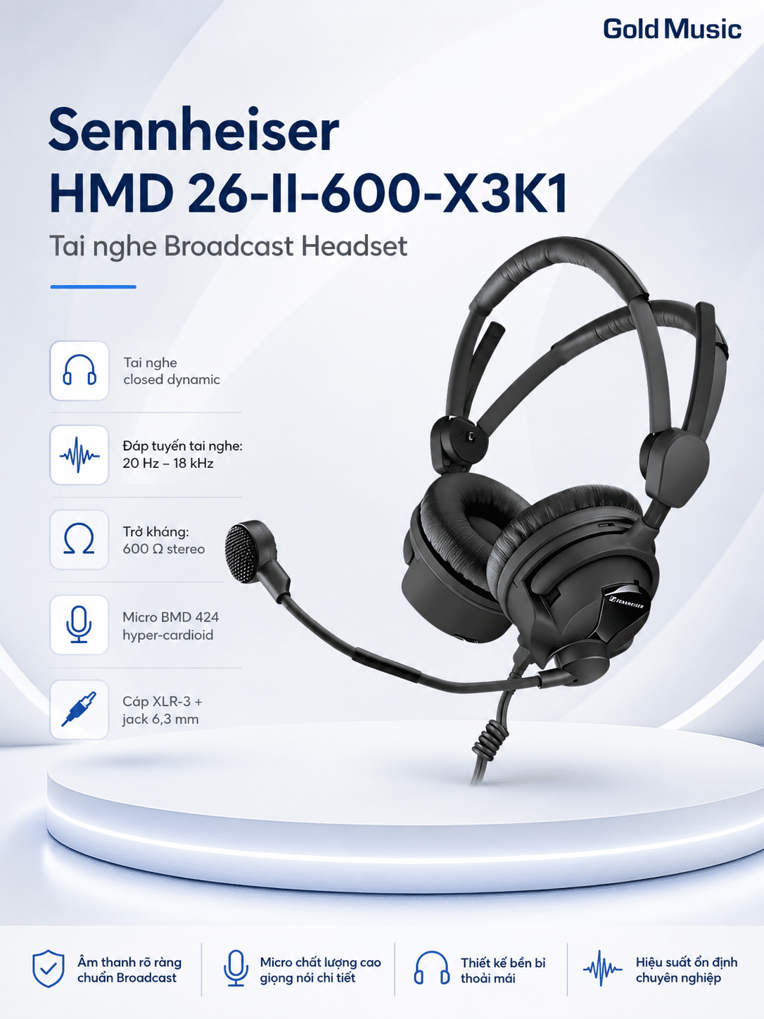 HMD 26-II-600-X3K1 Tai nghe Broadcast Headset Sennheiser hmd 26 ii 600 x3k1 tai nghe