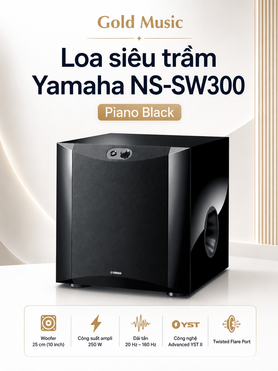 Loa siêu trầm Yamaha NS-SW300 Piano Black loa sieu yamaha ns sw300