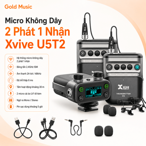 Micro Không Dây 2 Phát 1 Nhận Xvive U5T2 micro khong day 2 phat 1 nhan xvive u5t2