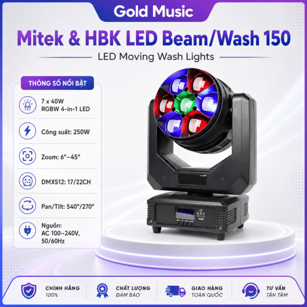 Mitek & HBK LED Beam/Wash 150 – LED Moving Wash Lights mitek and hbk led beam wash 150 moving lights