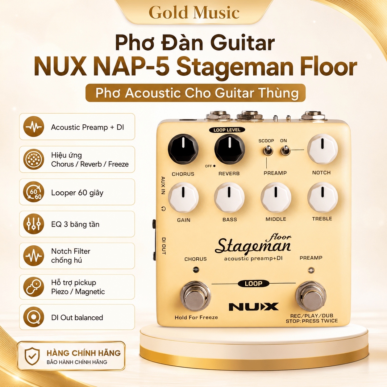 Phơ Đàn Guitar NUX NAP-5 Stageman Floor, Phơ Acoustic Cho Guitar Thùng nux nap5