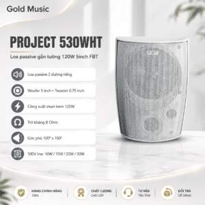 project 530wht loa passive gan tuong 120w 5inch fbt