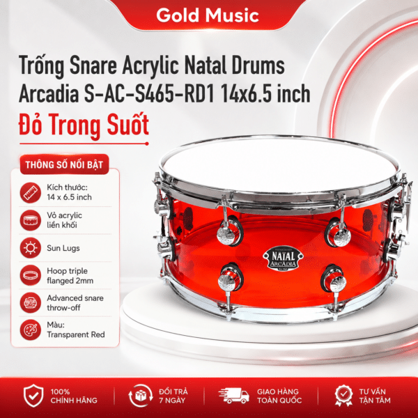 snare acrylic natal drums arcadia s ac s465 rd1 14x6 5 inch