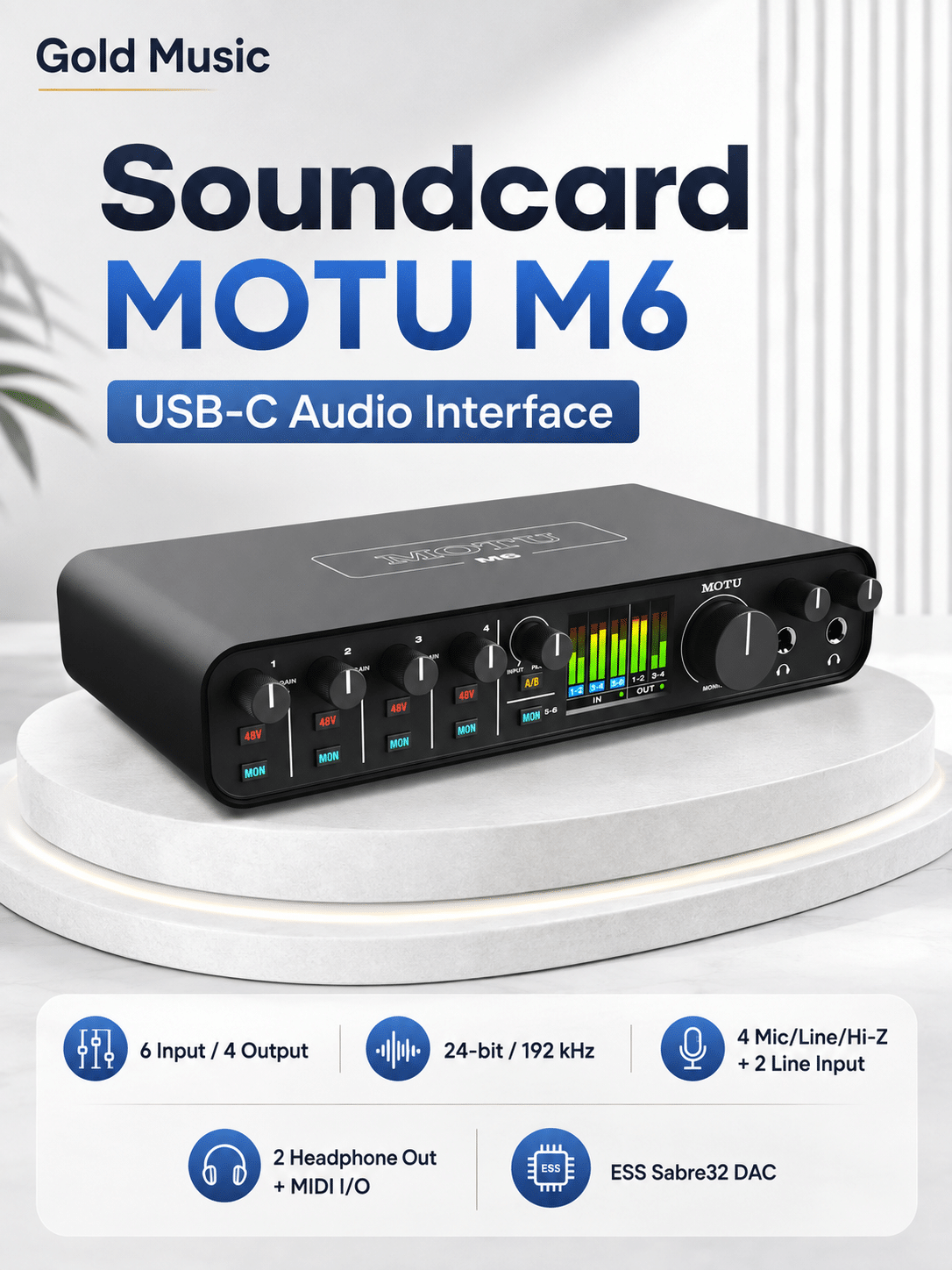 Soundcard Motu M6 USB-C Audio Interface soundcard motu m6 usb c soundcard