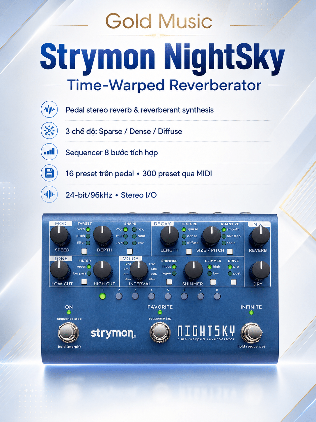 Strymon NightSky Reverb pedal reverb synth tạo không gian strymon nightsky reverb pedal reverb synth tao