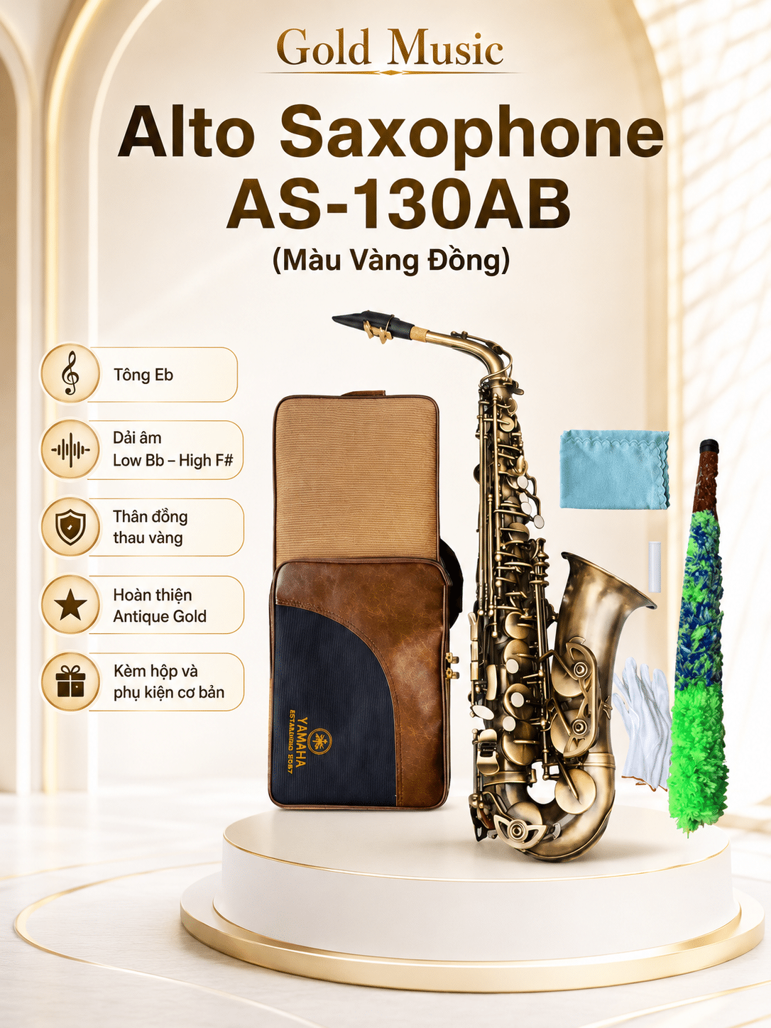 Alto Saxophone AS-130AB (Màu Vàng Đồng) alto saxophone as 130ab mau vang dong
