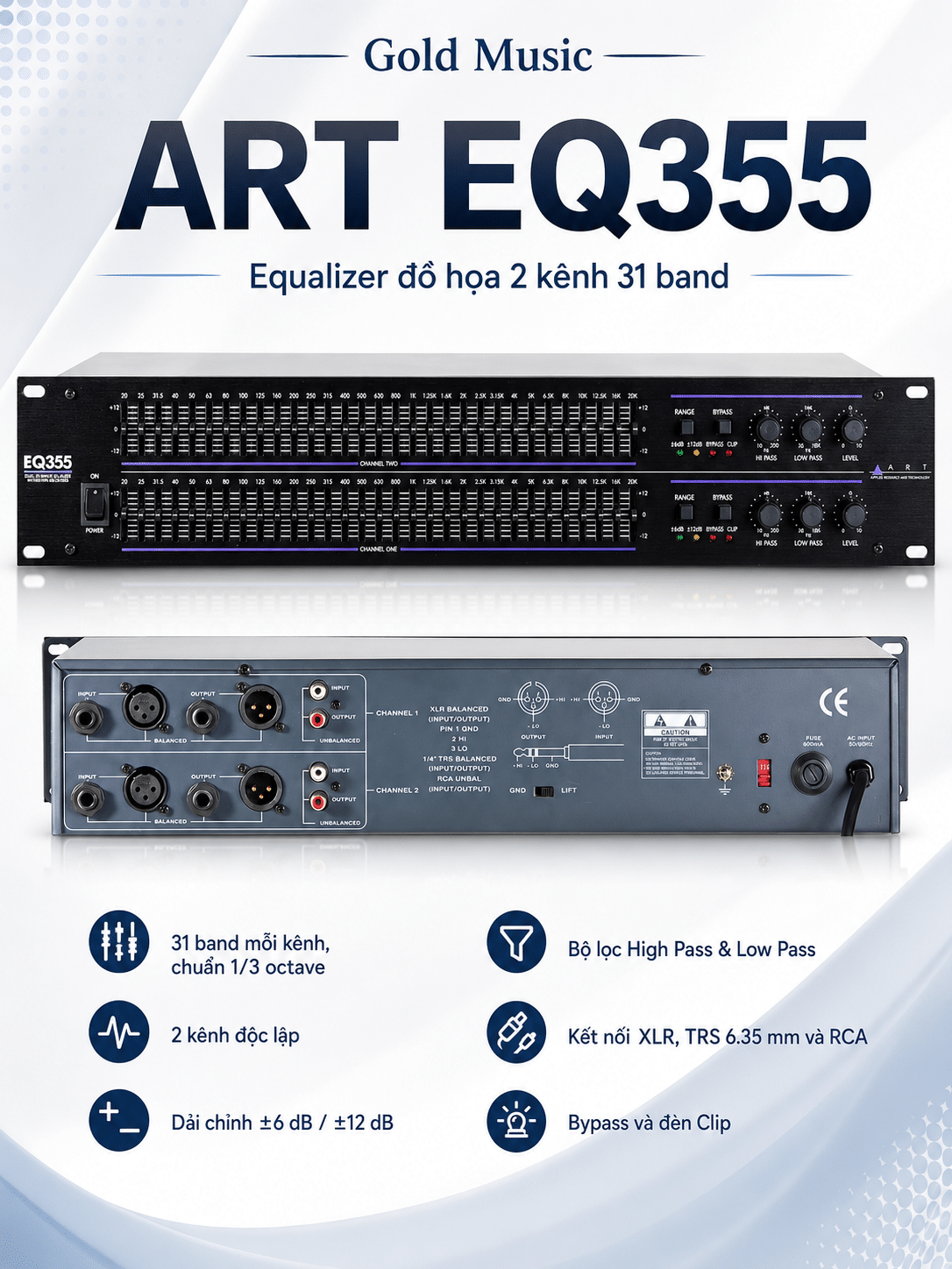 ART EQ355 Bộ Equalizer 2 Băng Tần Cao Cấp art eq355 bo equalizer 2