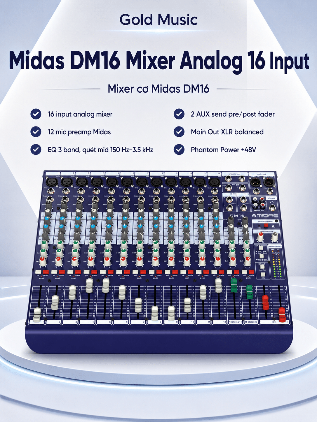 Midas DM16 Mixer Annalog 16 Input | Mixer cơ Midas DM16 midas dm16 mixer annalog 16 input mixer
