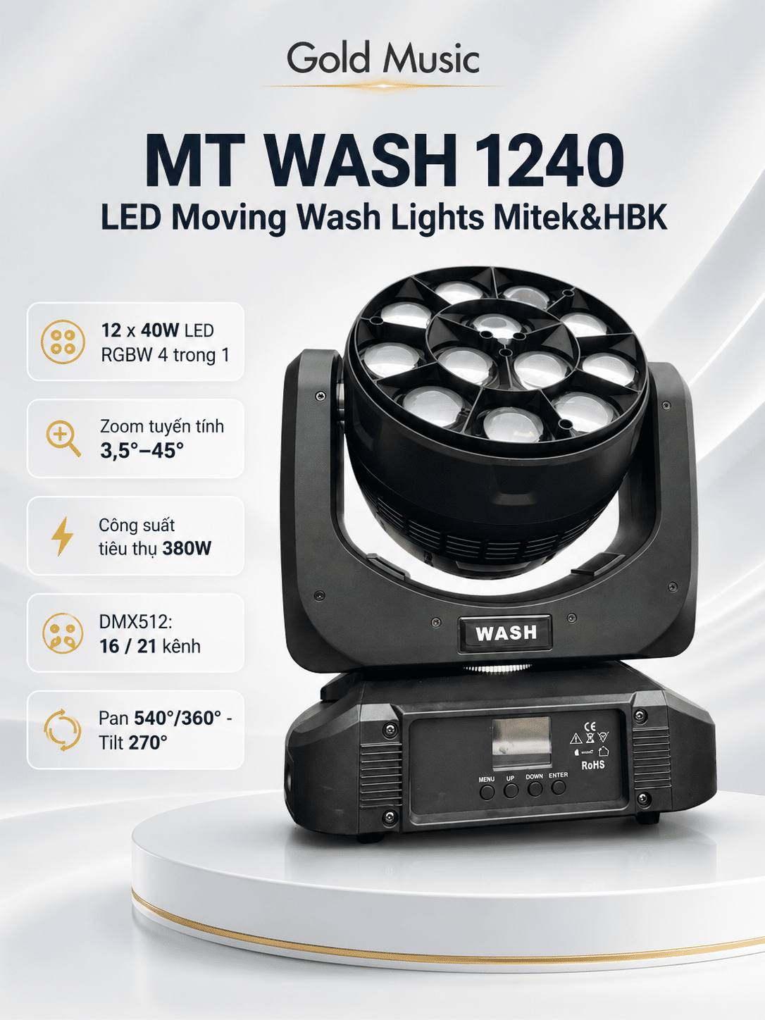 MT WASH 1240 LED Moving Wash Lights Mitek&HBK mt wash 1240 led moving wash lights