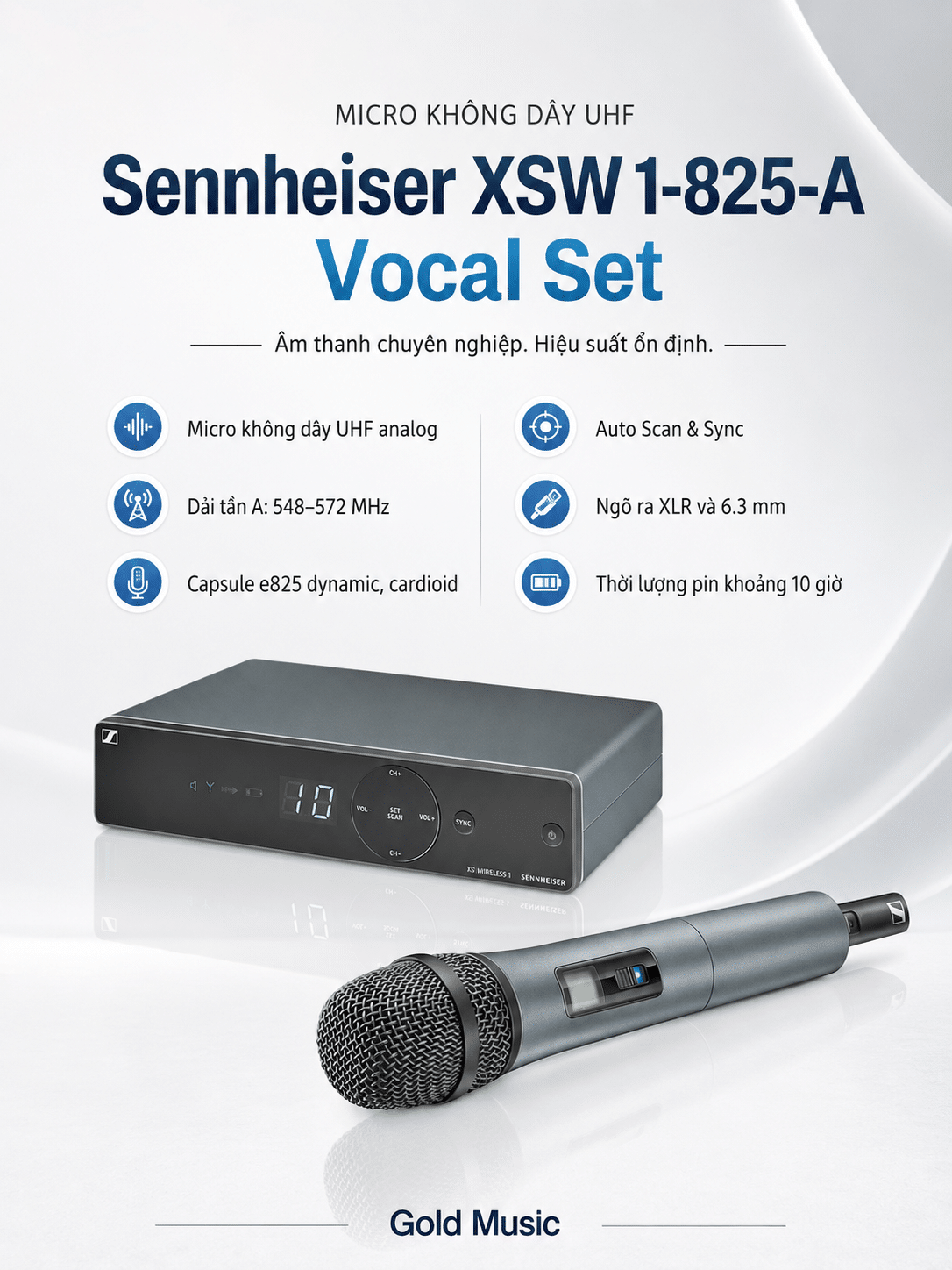 Sennheiser XSW 1-825-A Vocal Set Microphone sennheiser xsw 1 825 a vocal microphone