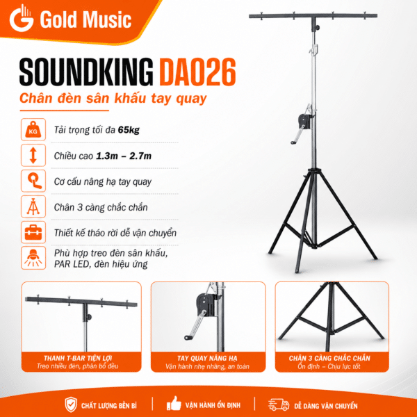 SOUNDKING DA026 Chân Đèn Sân Khấu Tay Quay Chịu Tải 65kg soundking da026 chan den