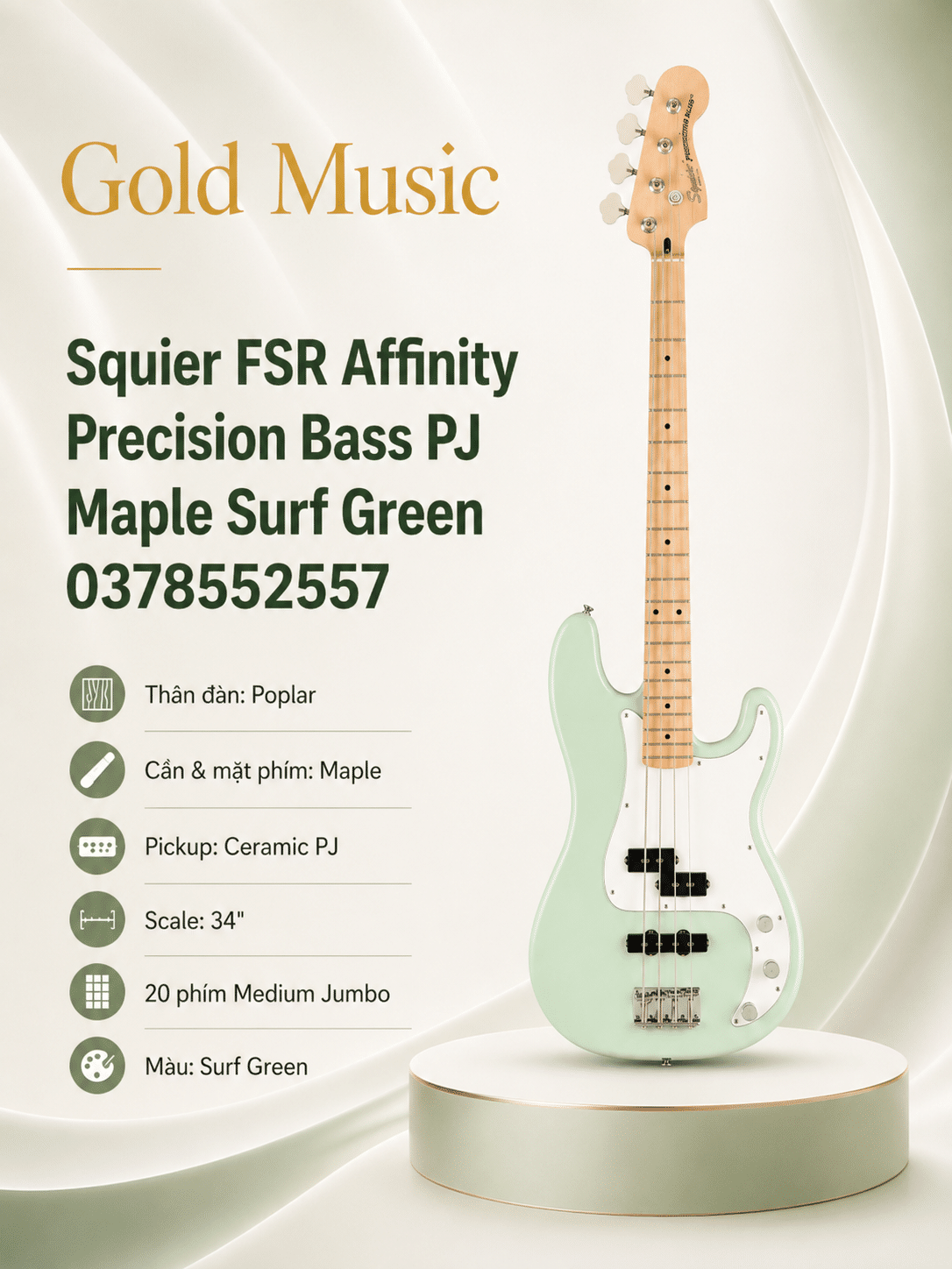 Squier 0378552557 ĐÀN ĐIỆN FSR AFF P BASS PJ MN WPG SFG squier 0378552557 dan dien fsr aff bass