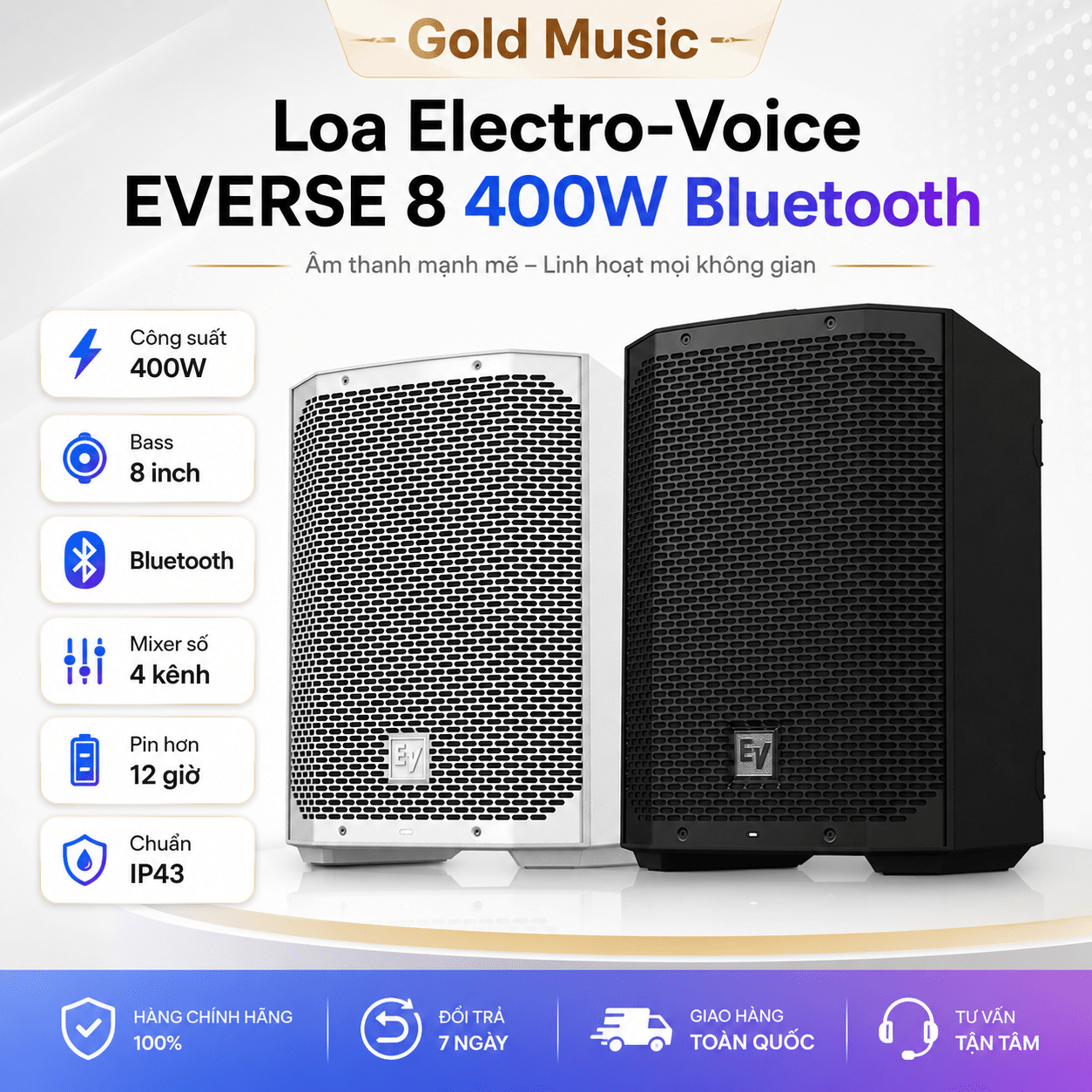 Loa Electro-Voice EVERSE 8 400W Dùng Pin Bluetooth loa electro voice everse 8