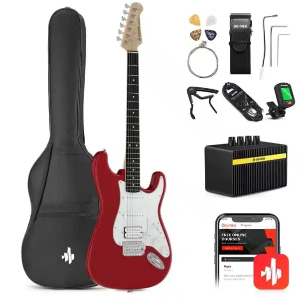 DONNER DST-100R RED ELECTRIC GUITAR BUNDLE EC1166 DONNER DST 100R RED ELECTRIC GUITAR BUNDLE EC1166 2